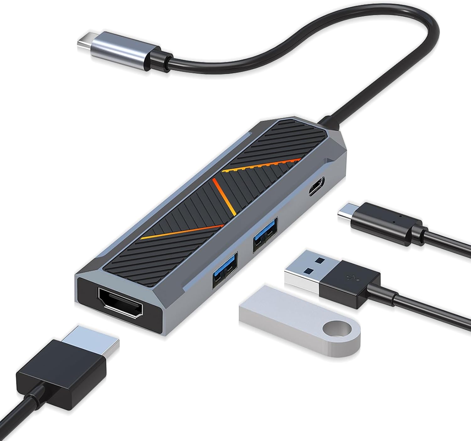 4-i-1 USB-C Hub med 4K 60Hz HDMI Splitter